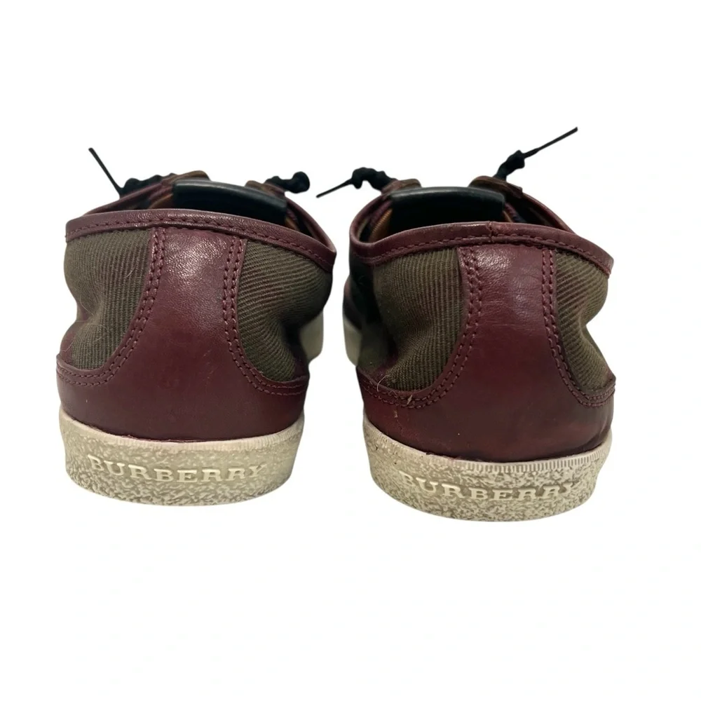 Burberry Harowby Maroon Black Olive Nova Check Low Top Sneakers Leather Trim 38 - Picture 5 of 13